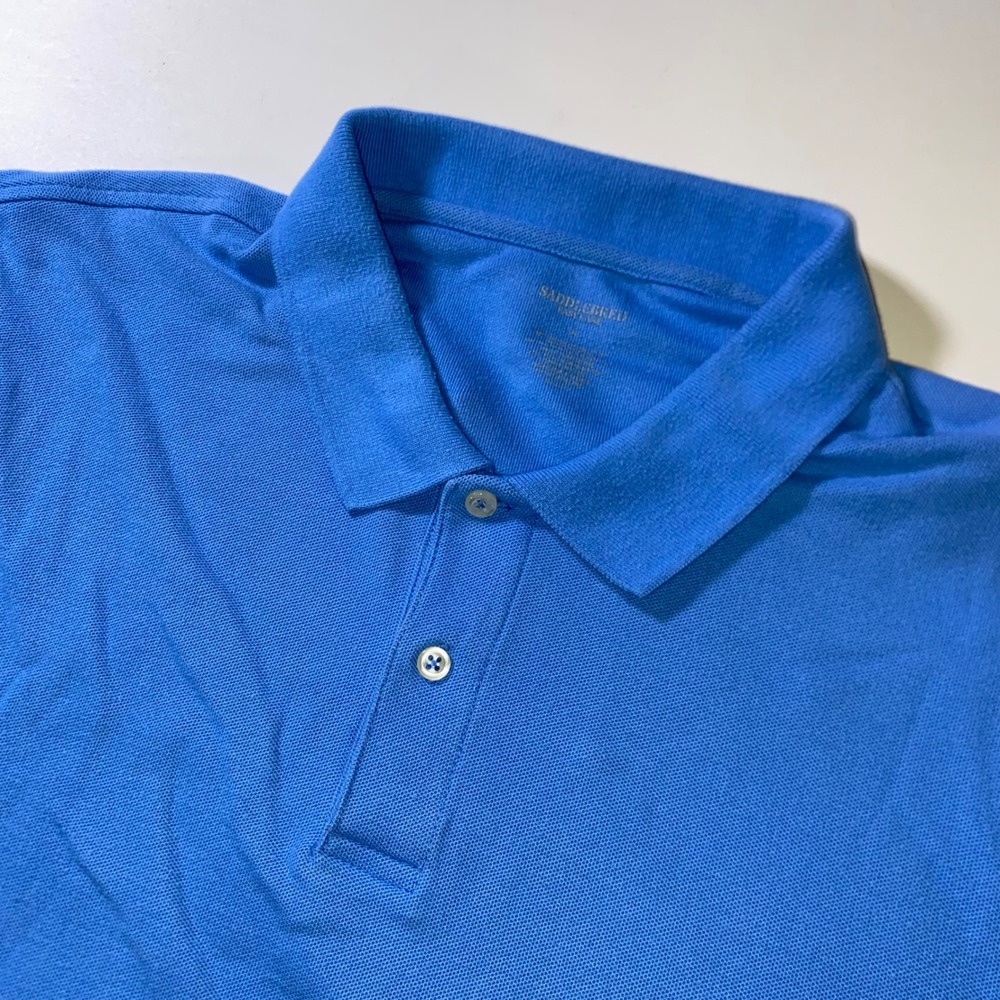 Saddlebred Mens XL Blue Easy Care Short Sleeve Pique Polo Shirt Z218